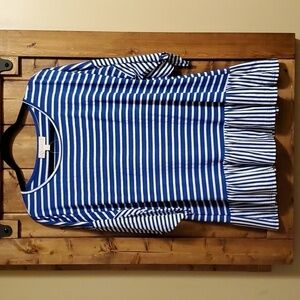 SUZANNE Betro Stripe Ruffled Hem Tunic M